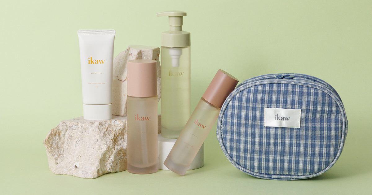 ikaw 日焼け止め美容液 & ギンガムラウンドポーチ　ヘアピン ikaw gingham round pouch set | ikaw